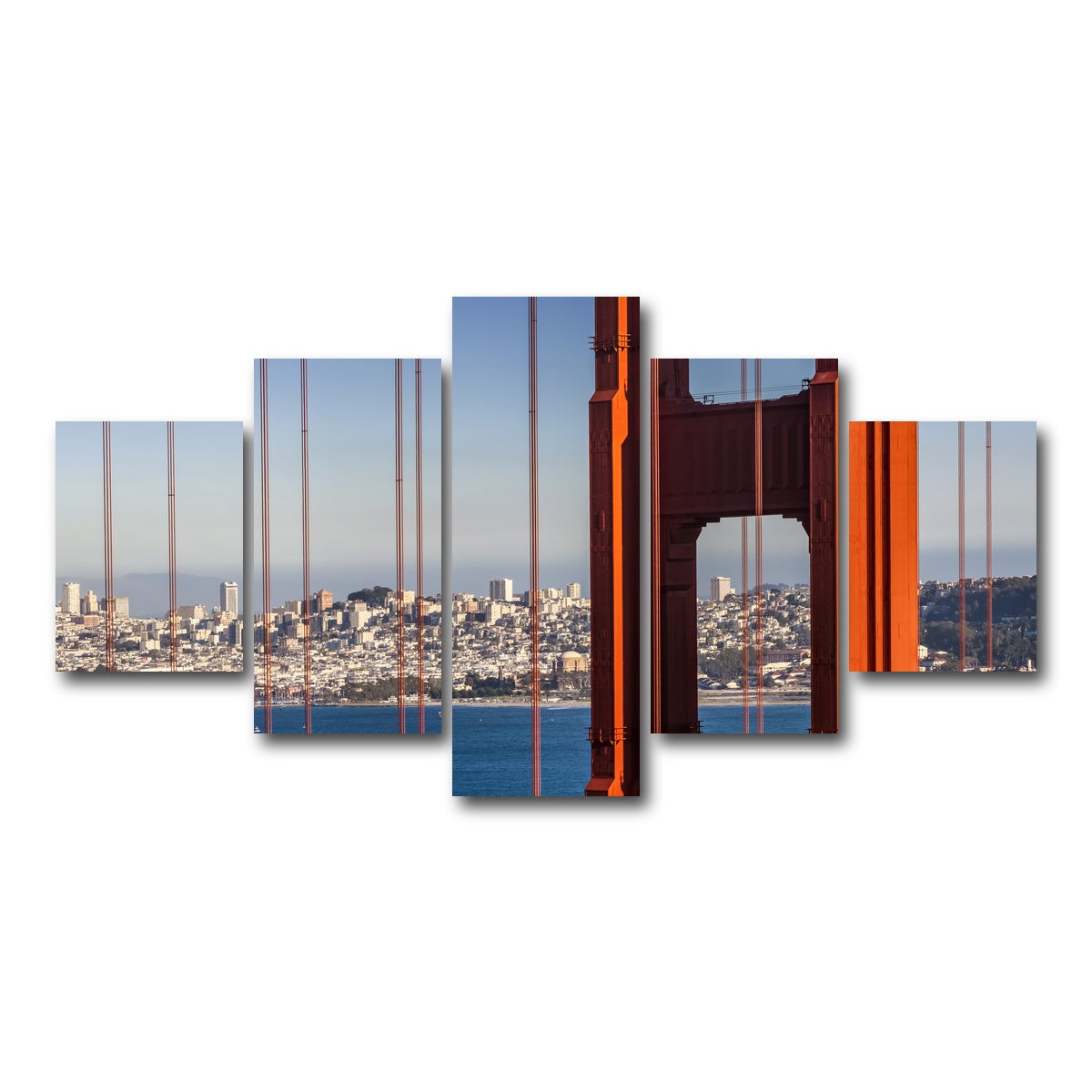 AUTO-MOCKUP WHITE | Golden Gate Bridge Panoramic | 5 Piece | Gallery Wrap Canvas | group=5_short