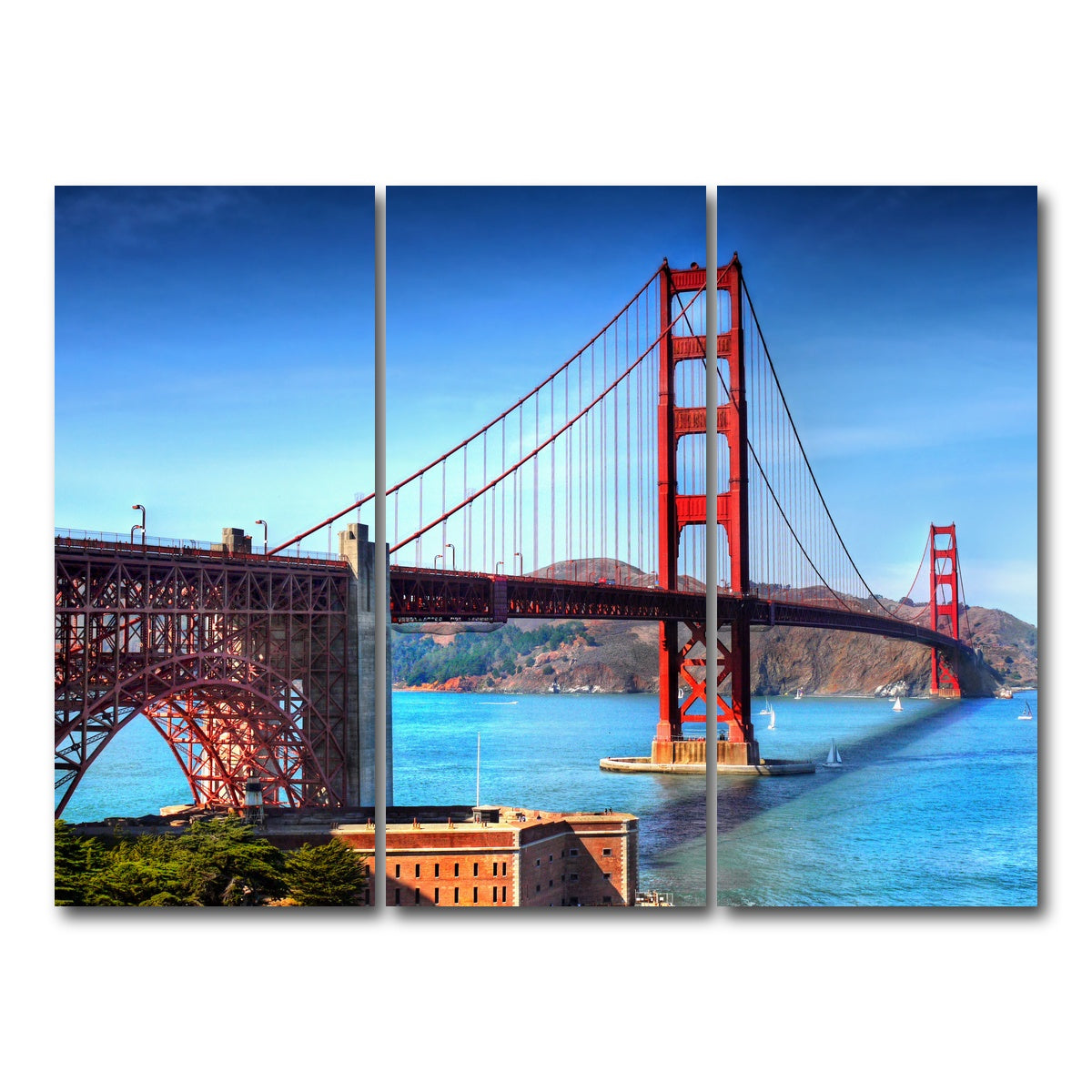 AUTO-MOCKUP WHITE | Golden Gate Bridge | 3 Piece | Gallery Wrap Canvas | group=8x18