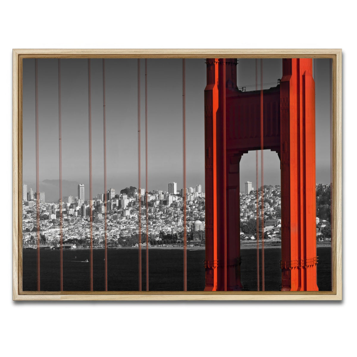 AUTO-MOCKUP WHITE | Golden Gate Bridge in Detail | 1 Piece | Natural Framed Canvas | group=4x3
