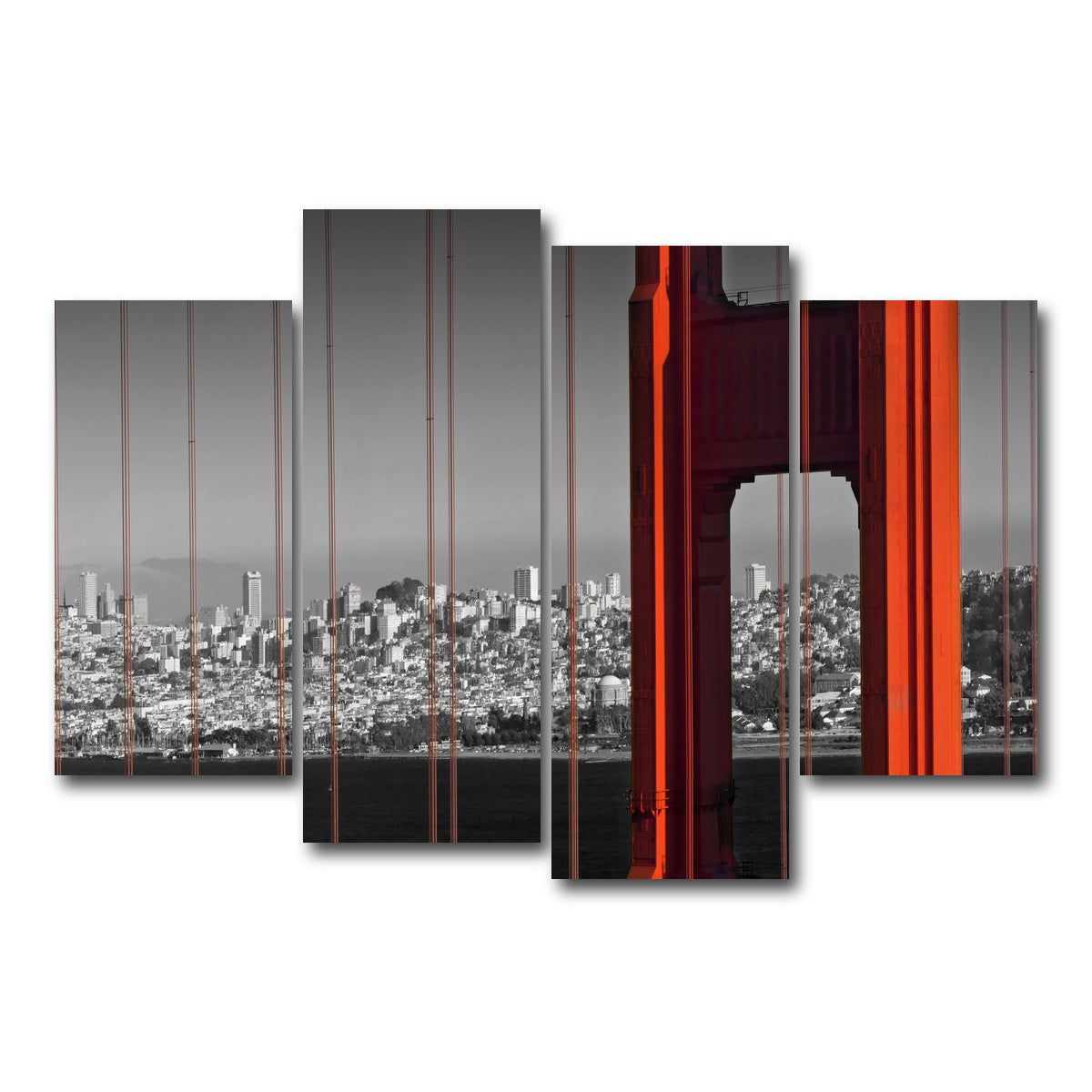 AUTO-MOCKUP WHITE | Golden Gate Bridge in Detail | 4 Piece | Gallery Wrap Canvas | group=4_short