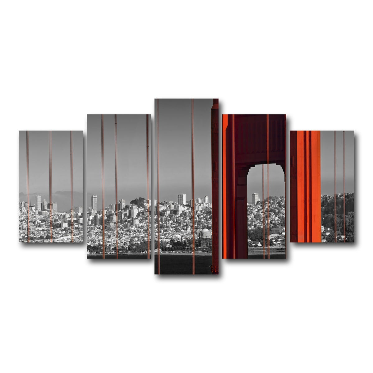AUTO-MOCKUP WHITE | Golden Gate Bridge in Detail | 5 Piece | Gallery Wrap Canvas | group=5_normal