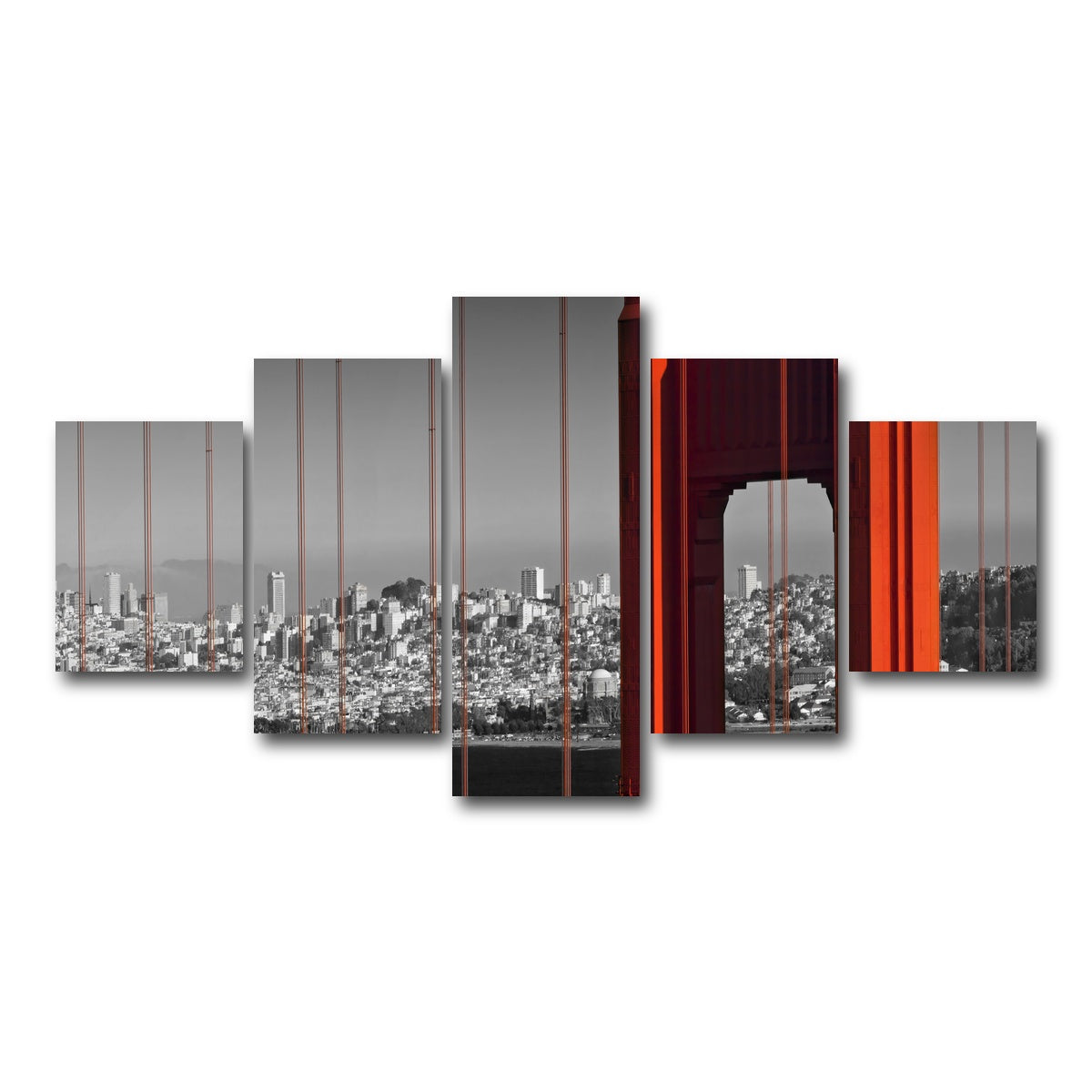 AUTO-MOCKUP WHITE | Golden Gate Bridge in Detail | 5 Piece | Gallery Wrap Canvas | group=5_short