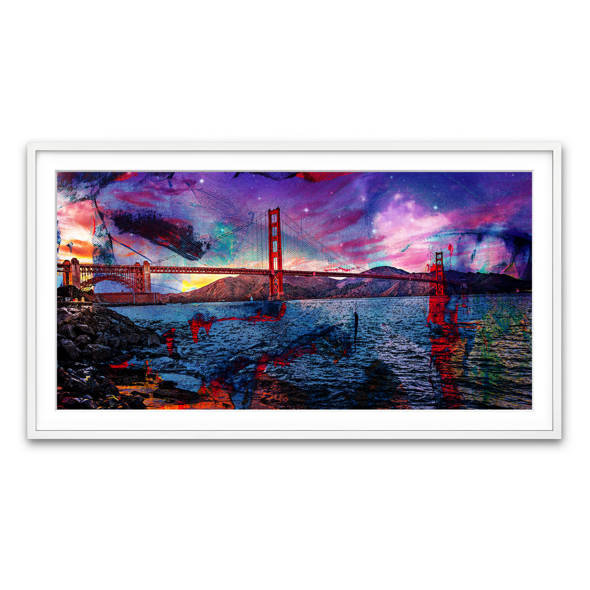 Framed Print 2x1 White