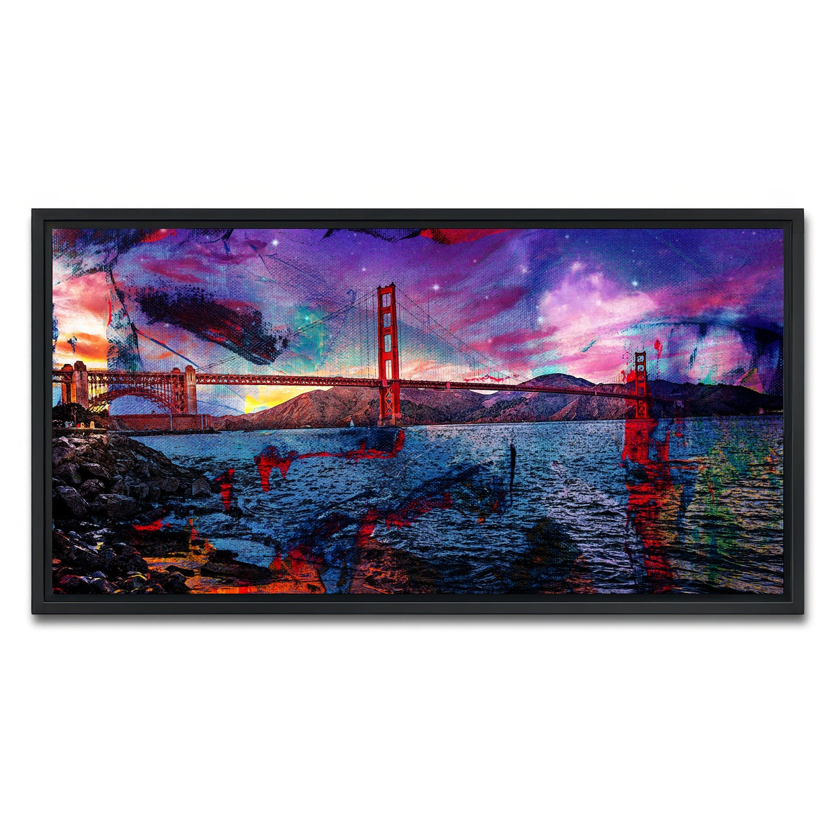 AUTO-MOCKUP WHITE | Golden Gate | 1 Piece | Black Framed Canvas | group=2x1