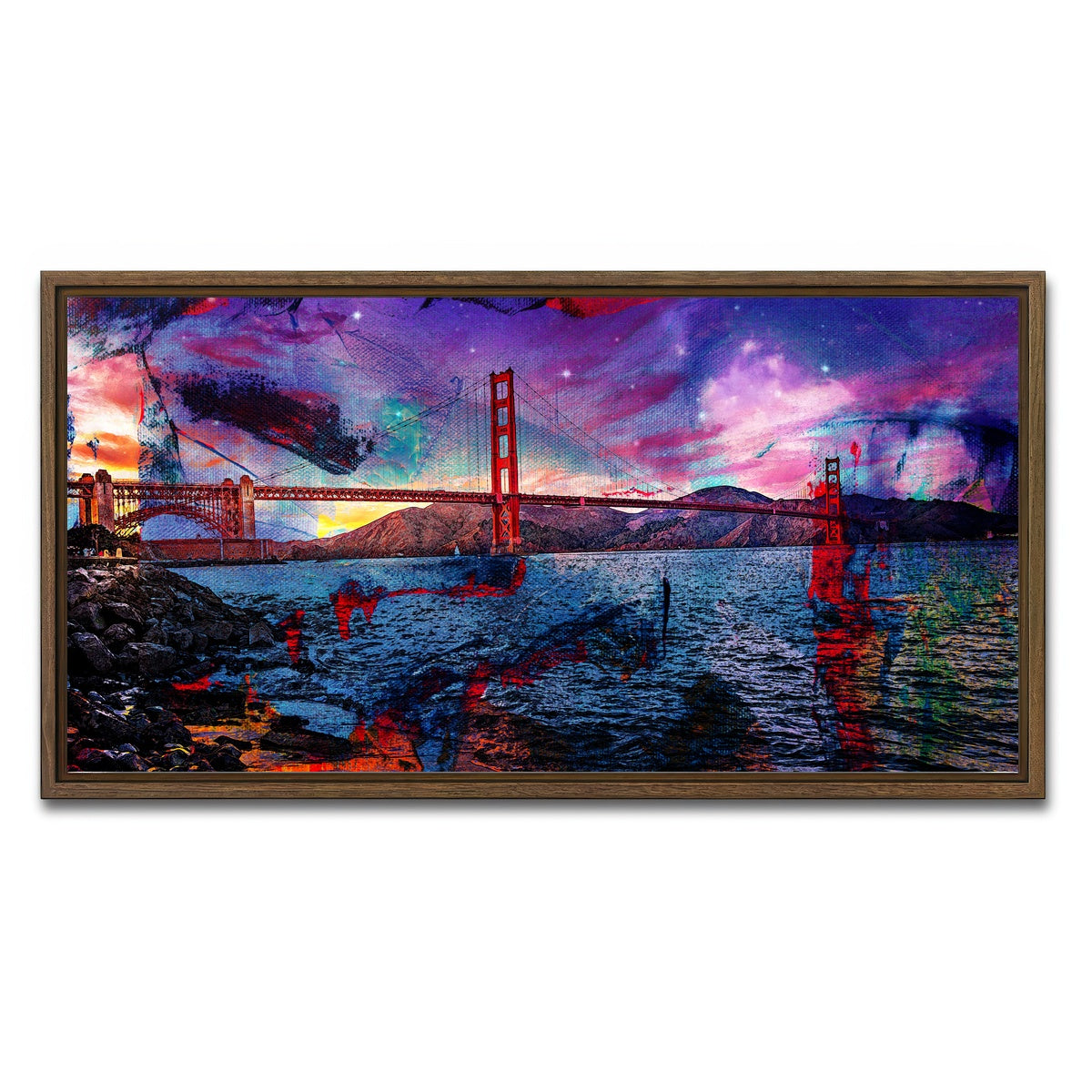 AUTO-MOCKUP WHITE | Golden Gate | 1 Piece | Walnut Framed Canvas | group=2x1