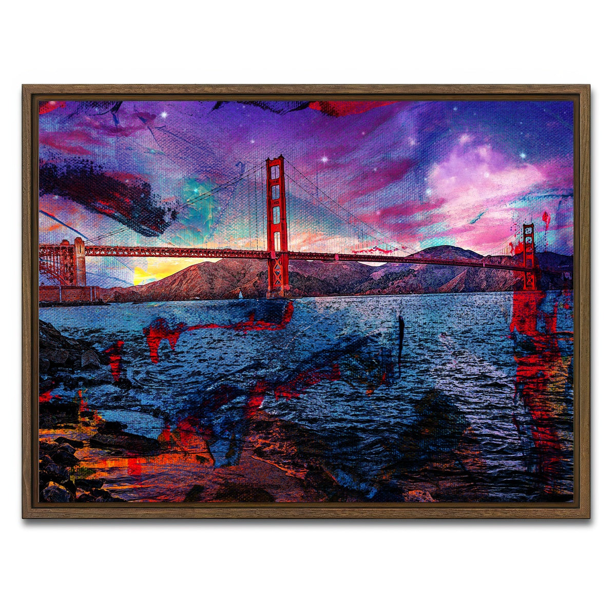 AUTO-MOCKUP WHITE | Golden Gate | 1 Piece | Walnut Framed Canvas | group=4x3