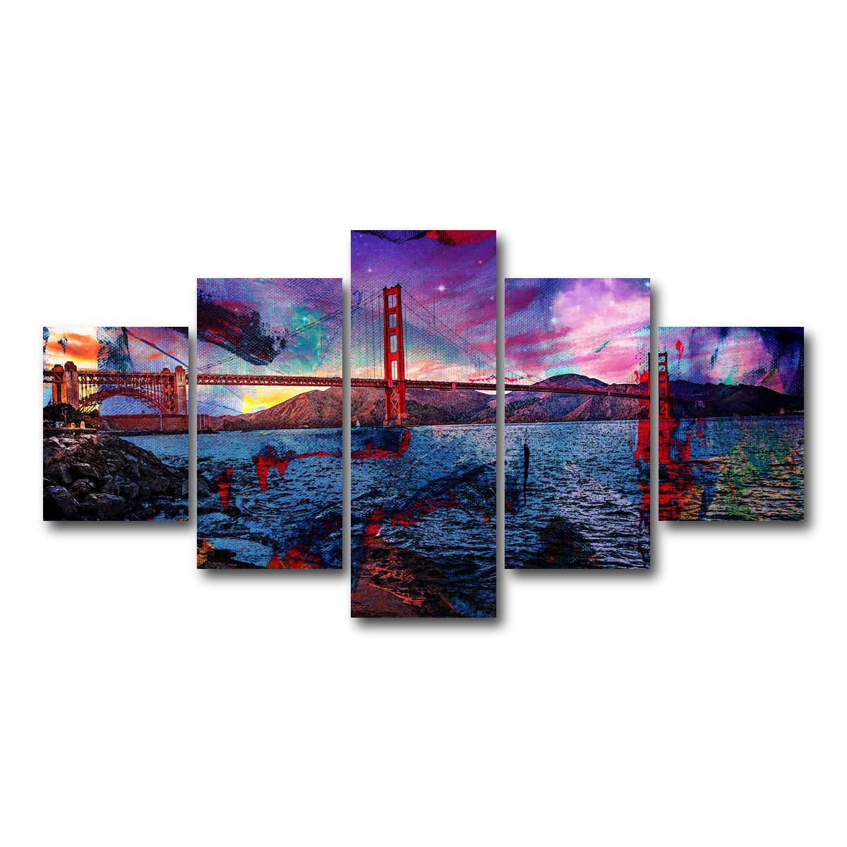 AUTO-MOCKUP WHITE | Golden Gate | 5 Piece | Gallery Wrap Canvas | group=5_short