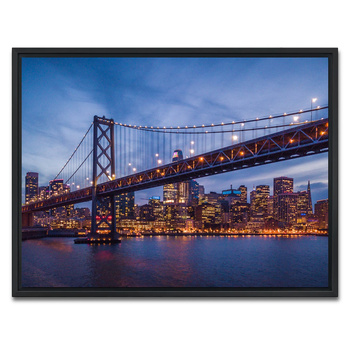 AUTO-MOCKUP WHITE | Golden Gate at Night | 1 Piece | Black Framed Canvas | group=4x3