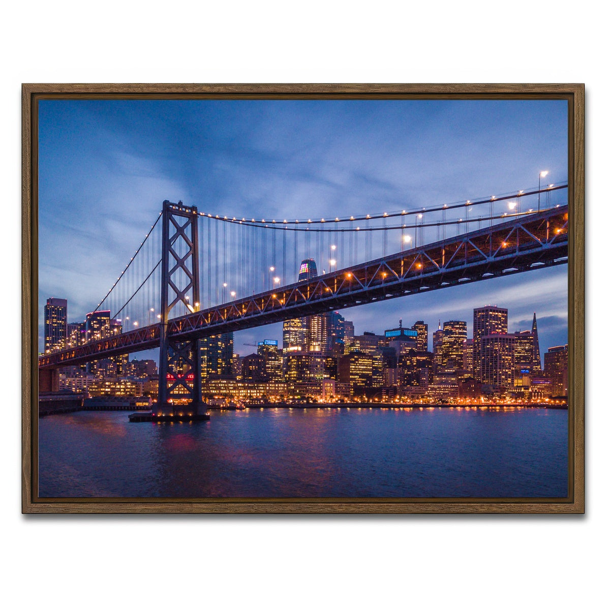 AUTO-MOCKUP WHITE | Golden Gate at Night | 1 Piece | Walnut Framed Canvas | group=4x3