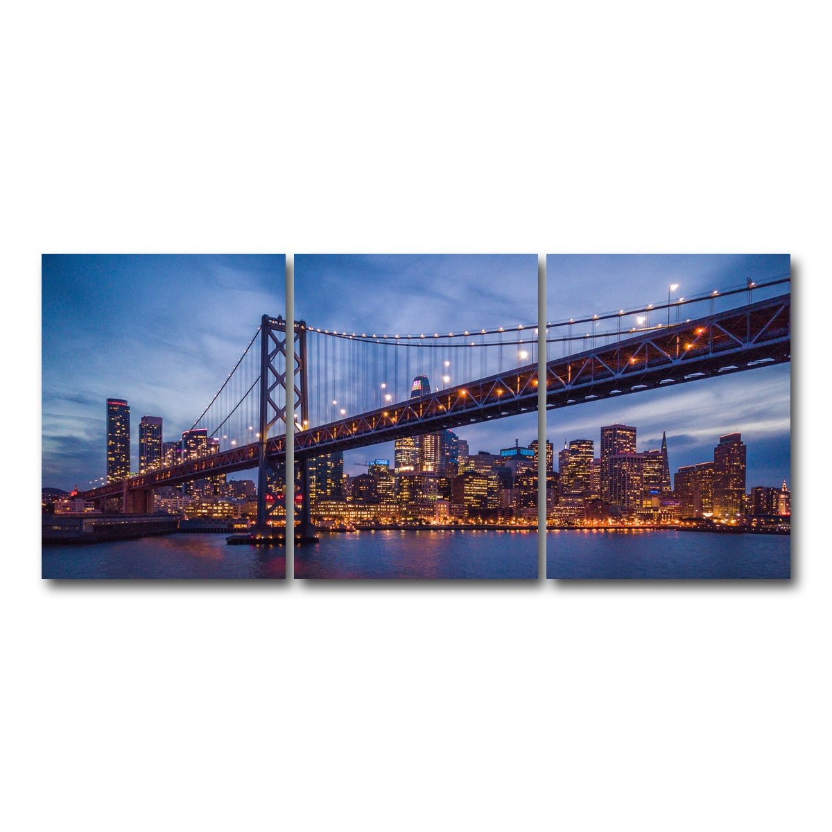 AUTO-MOCKUP WHITE | Golden Gate at Night | 3 Piece | Gallery Wrap Canvas | group=18x24