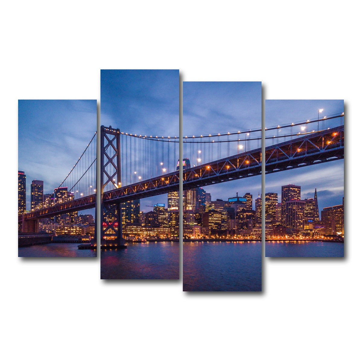AUTO-MOCKUP WHITE | Golden Gate at Night | 4 Piece | Gallery Wrap Canvas | group=4_short
