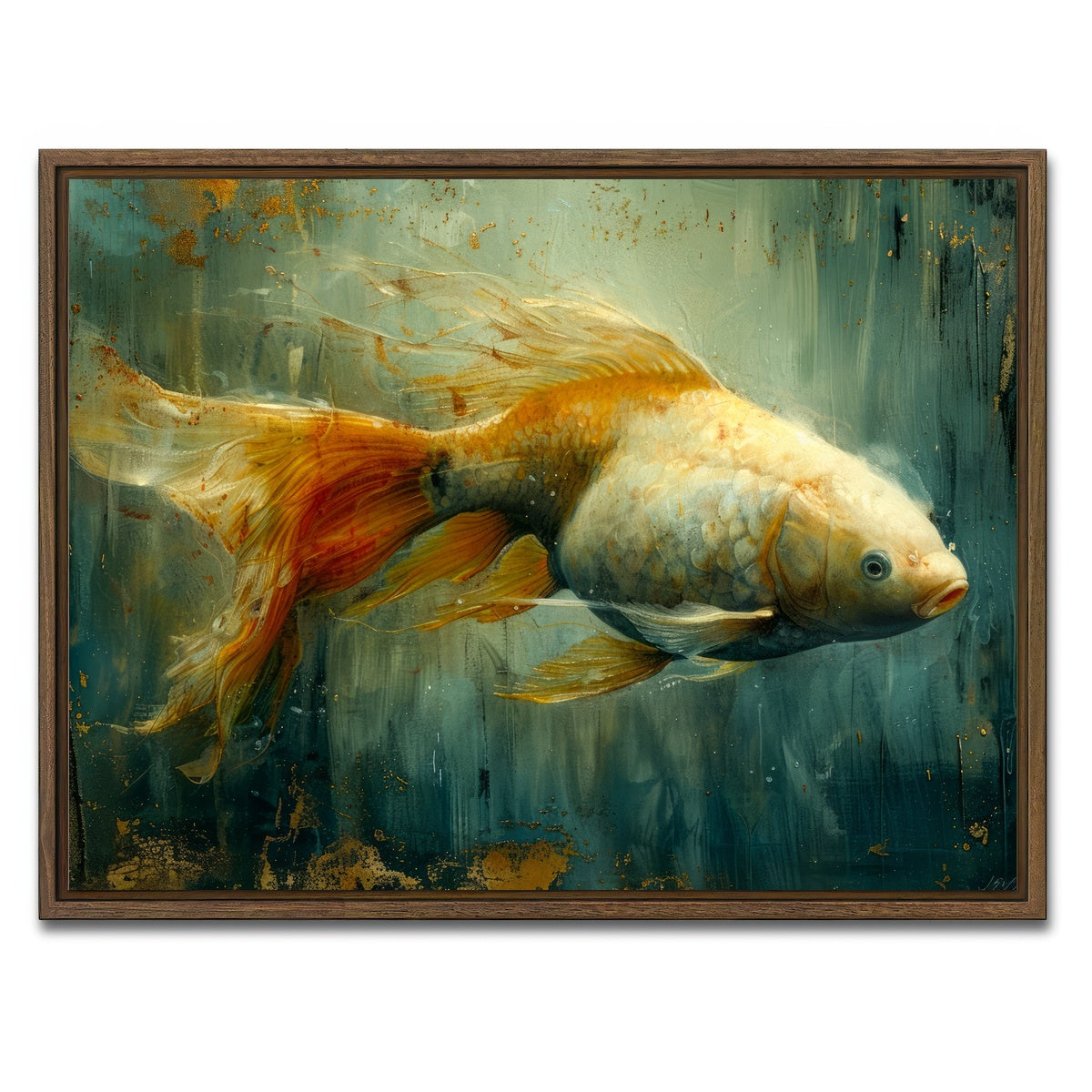 AUTO-MOCKUP WHITE | Golden Koi Fish | 1 Piece | Walnut Framed Canvas | group=4x3