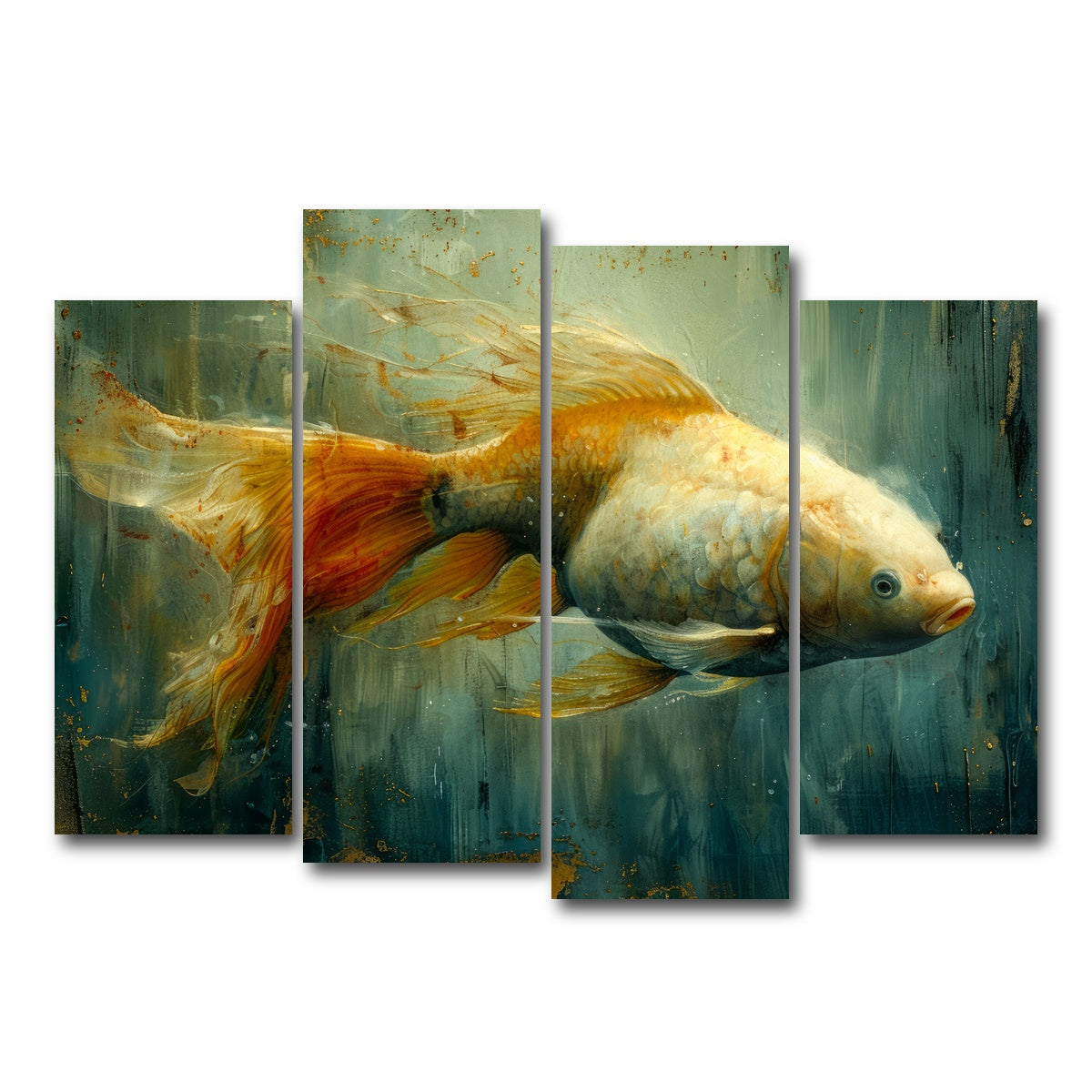 AUTO-MOCKUP WHITE | Golden Koi Fish | 4 Piece | Gallery Wrap Canvas | group=4_normal