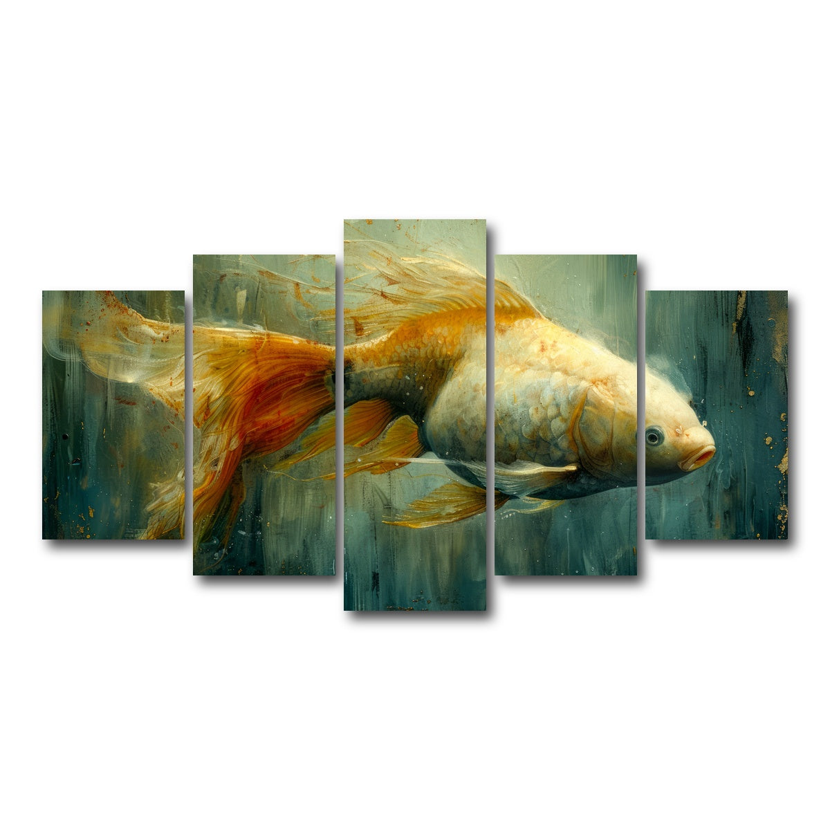AUTO-MOCKUP WHITE | Golden Koi Fish | 5 Piece | Gallery Wrap Canvas | group=5_normal