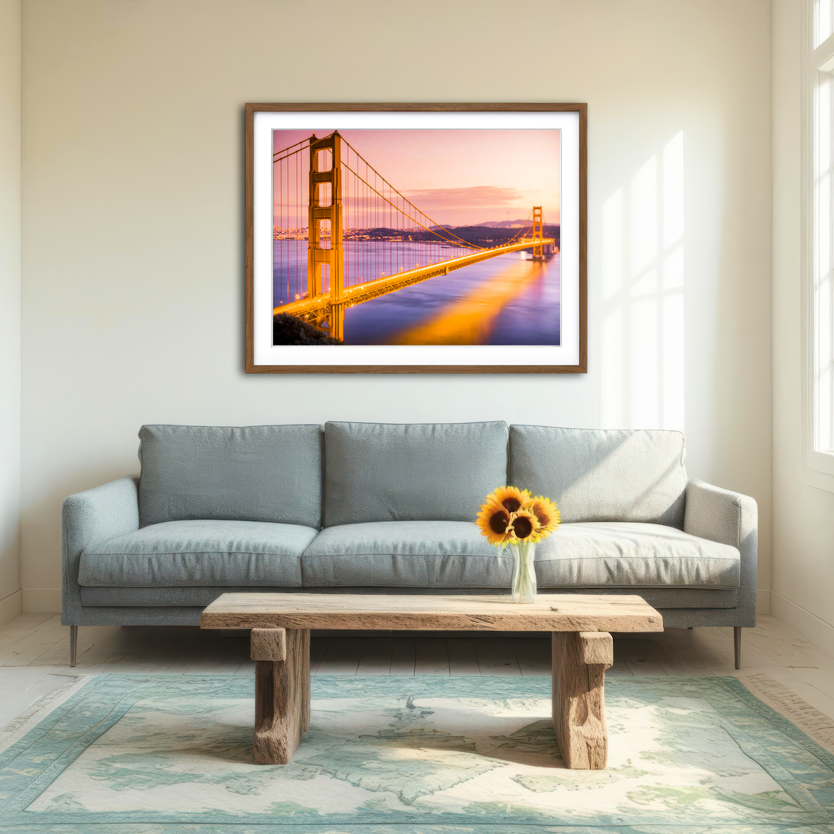 AUTO-MOCKUP ROOM | Golden Gate Golden Wall Art