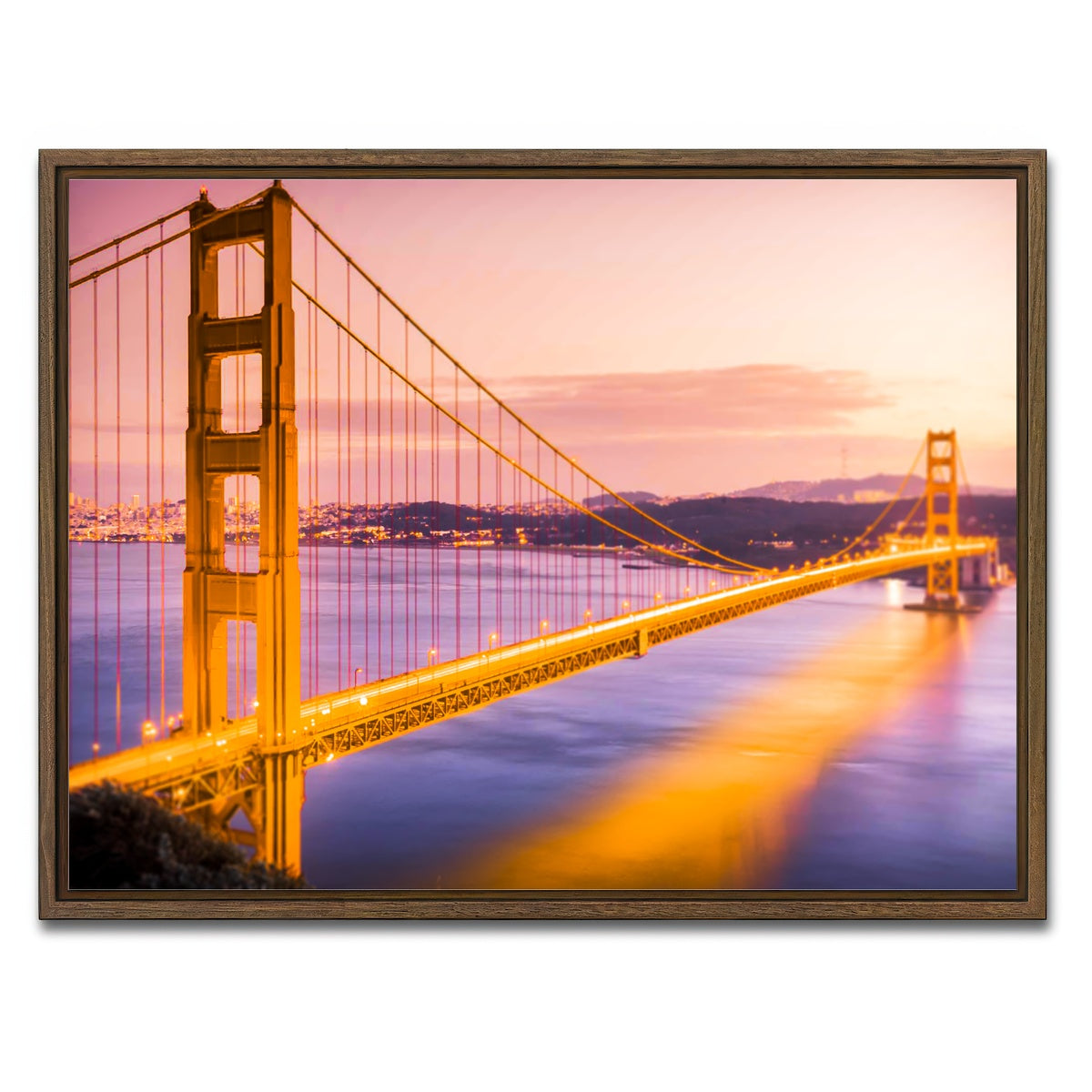 AUTO-MOCKUP WHITE | Golden gate golden | 1 Piece | Walnut Framed Canvas | group=4x3