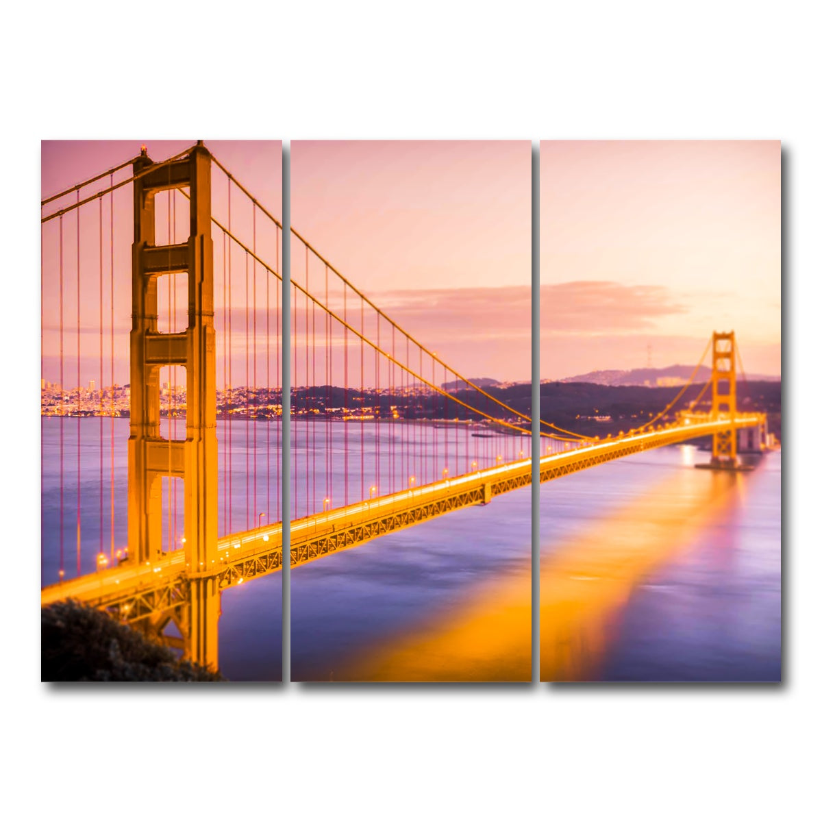 AUTO-MOCKUP WHITE | Golden gate golden | 3 Piece | Gallery Wrap Canvas | group=8x18
