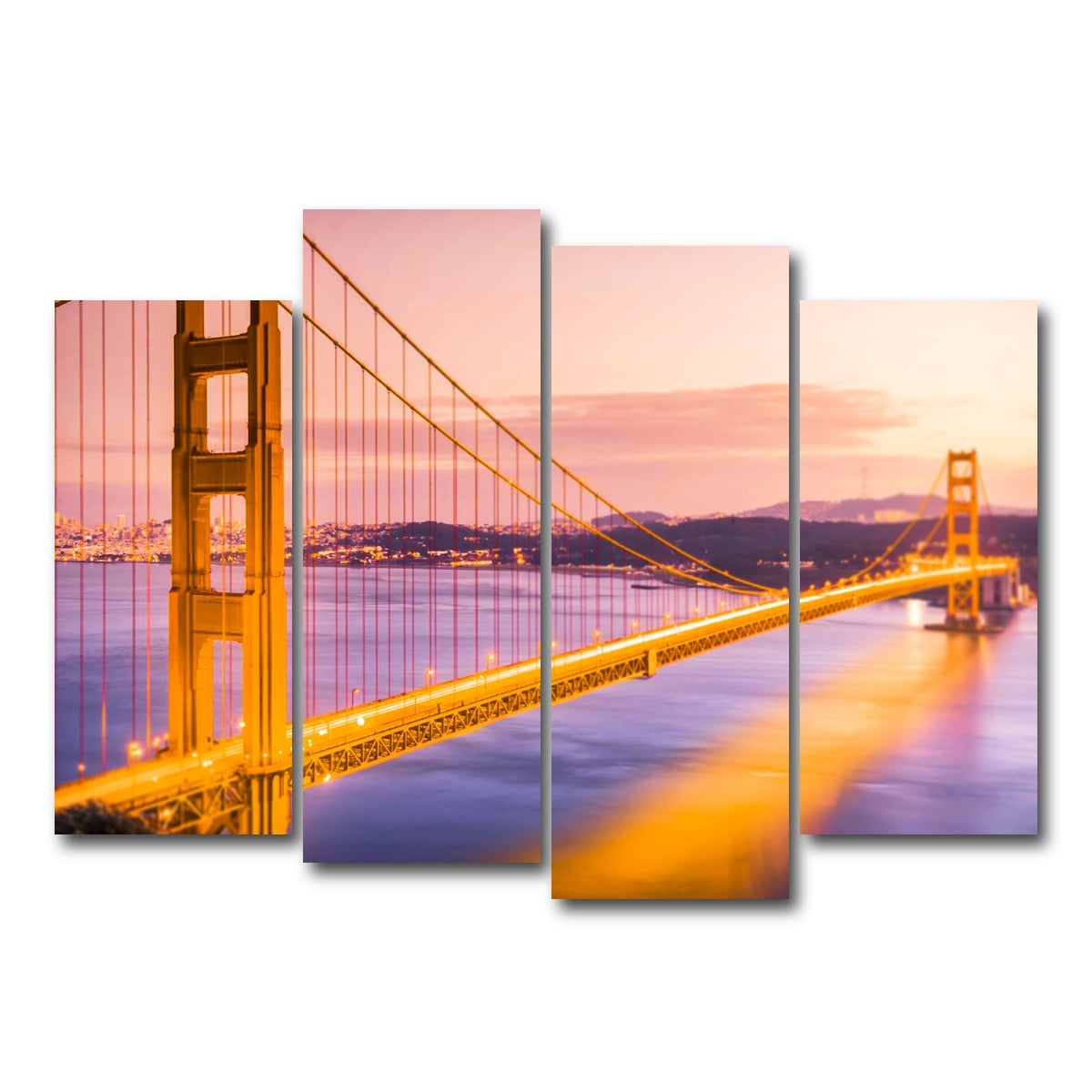 AUTO-MOCKUP WHITE | Golden gate golden | 4 Piece | Gallery Wrap Canvas | group=4_normal