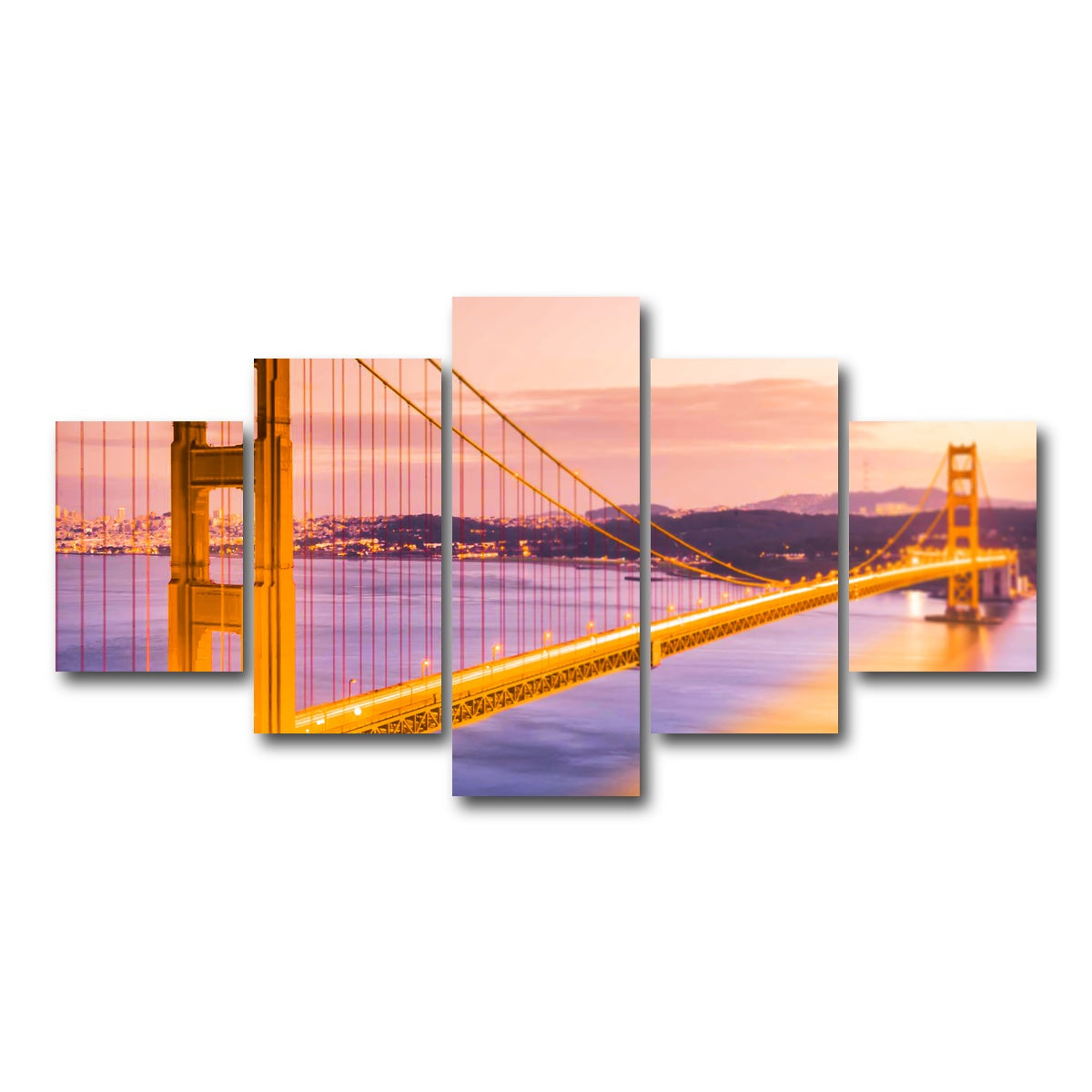 AUTO-MOCKUP WHITE | Golden gate golden | 5 Piece | Gallery Wrap Canvas | group=5_short