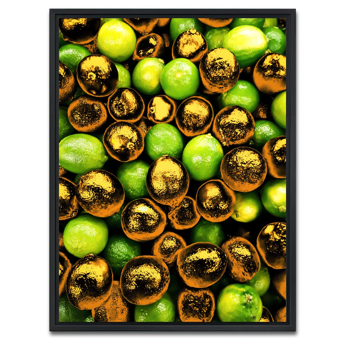 AUTO-MOCKUP WHITE | Golden lemons | 1 Piece | Black Framed Canvas | group=3x4