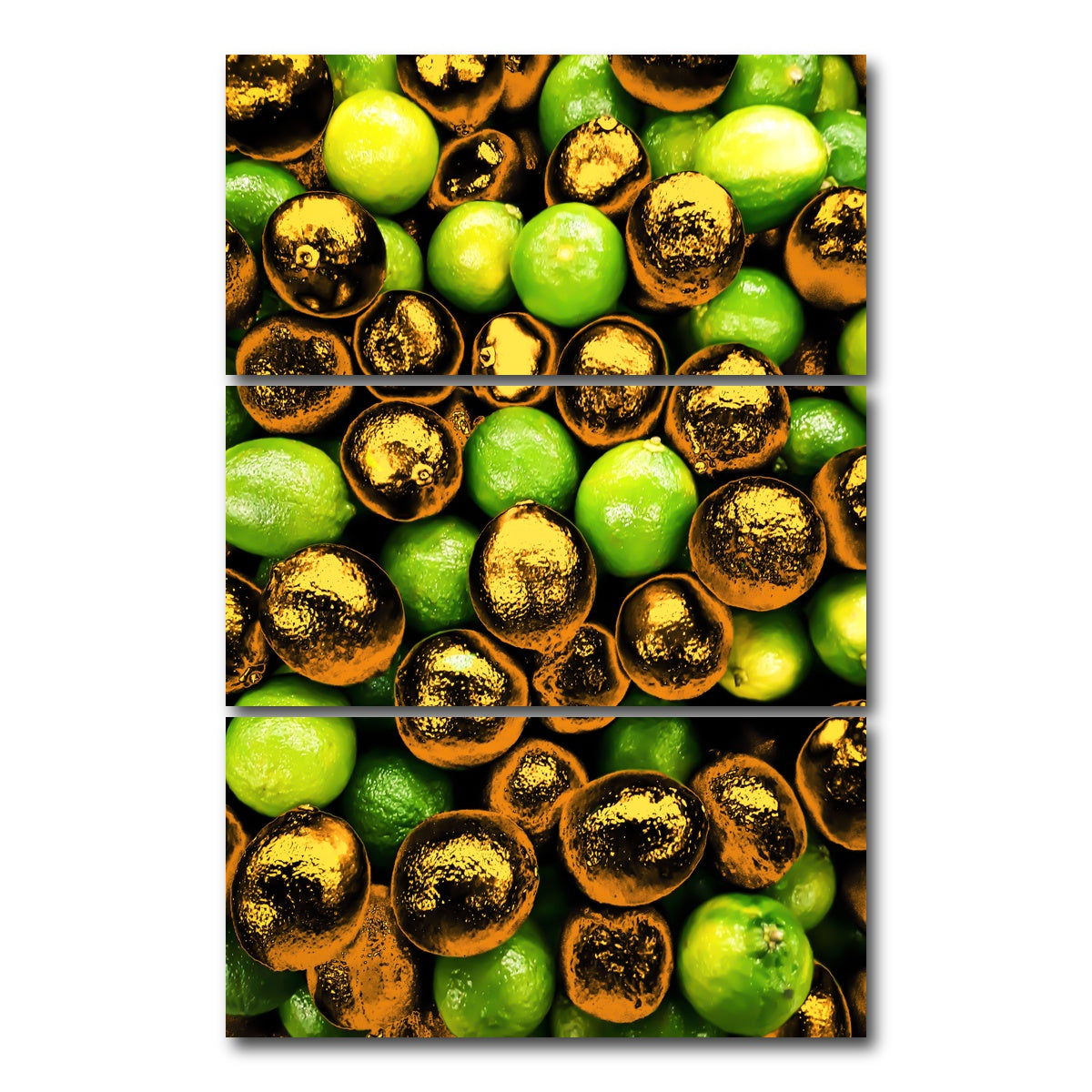 AUTO-MOCKUP WHITE | Golden lemons | 3 Piece | Gallery Wrap Canvas | group=12x24_stacked
