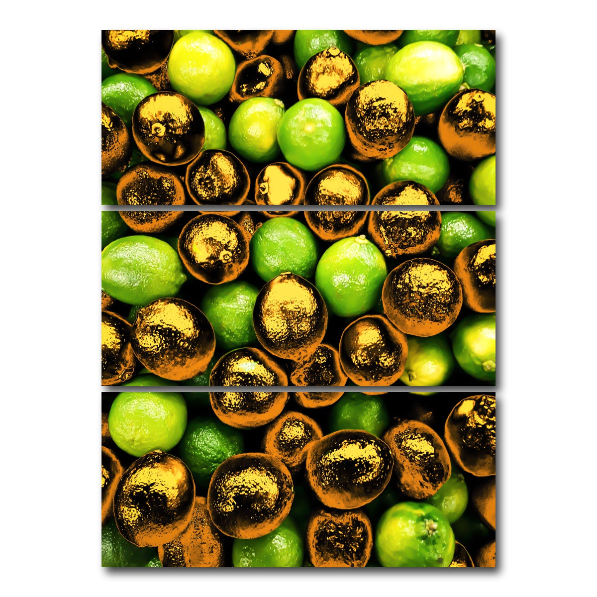 AUTO-MOCKUP WHITE | Golden lemons | 3 Piece | Gallery Wrap Canvas | group=8x18_stacked