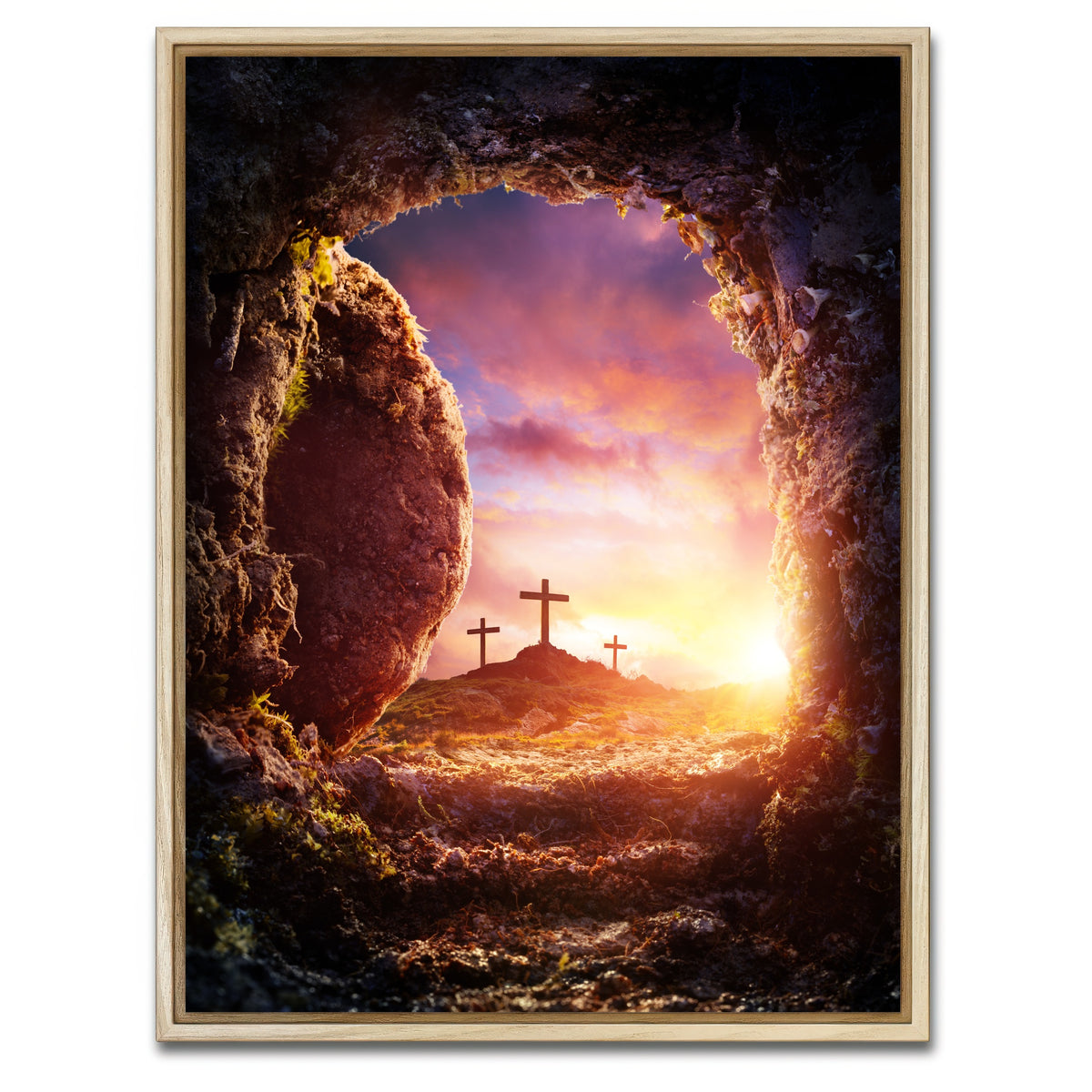 AUTO-MOCKUP WHITE | Golgotha Canvas Wall Art | 1 Piece | Natural Frame | group=3x4
