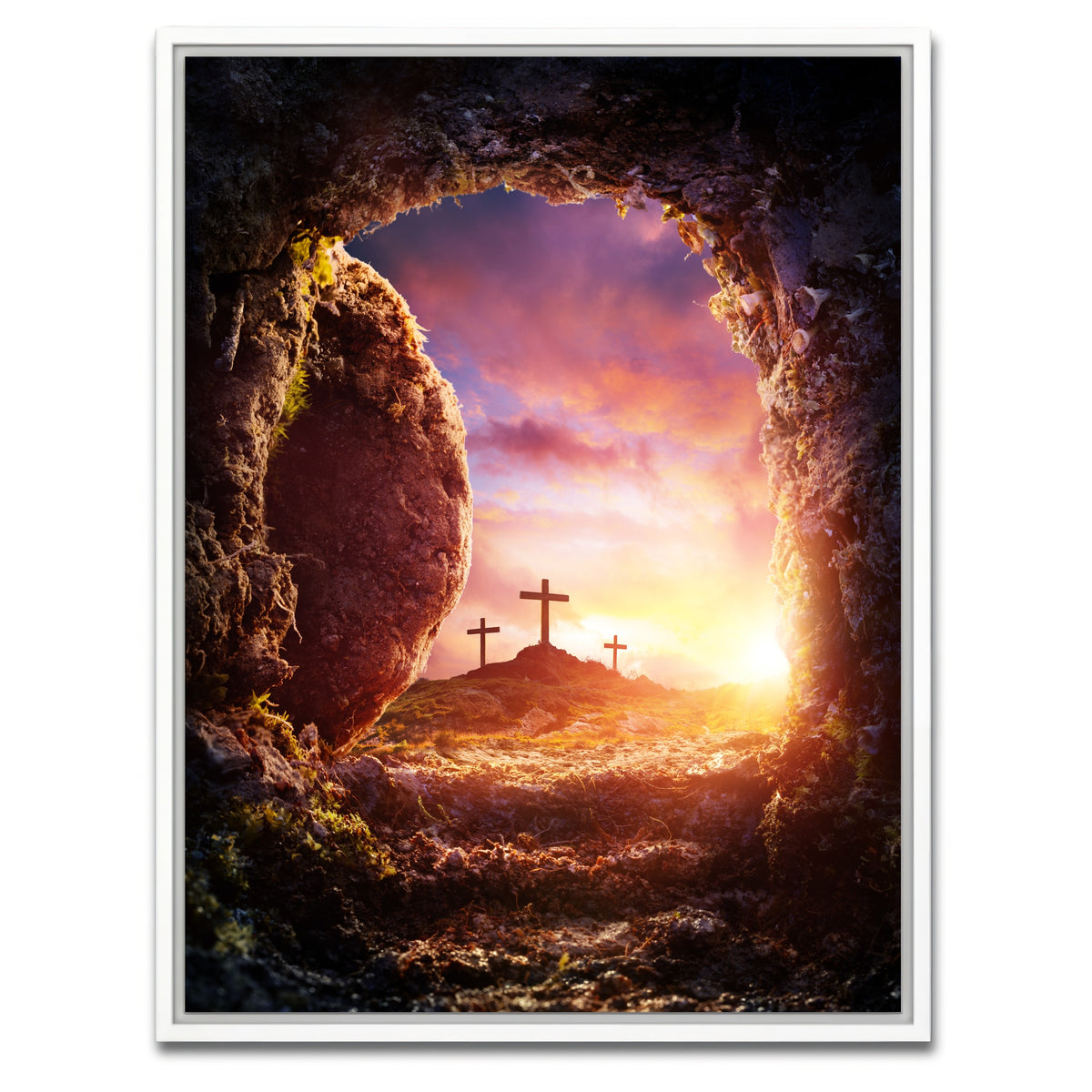 AUTO-MOCKUP WHITE | Golgotha Canvas Wall Art | 1 Piece | White Frame | group=3x4