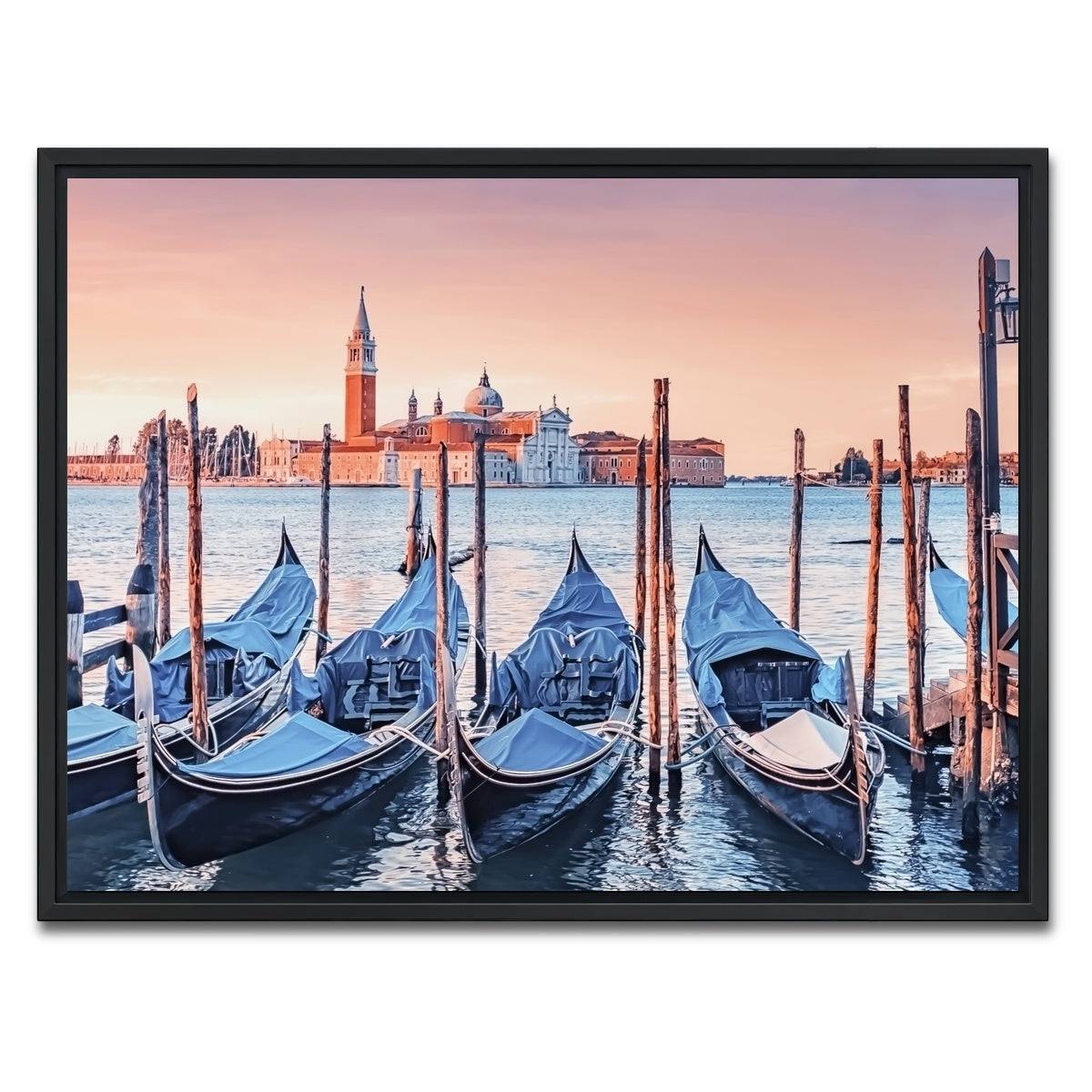 AUTO-MOCKUP WHITE | Gondolas In The Morning | 1 Piece | Black Framed Canvas | group=4x3