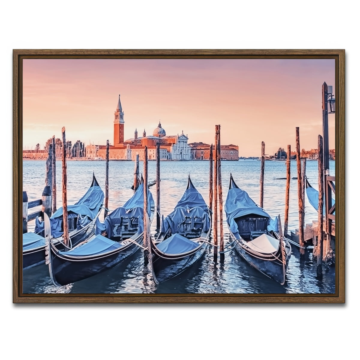 AUTO-MOCKUP WHITE | Gondolas In The Morning | 1 Piece | Walnut Framed Canvas | group=4x3