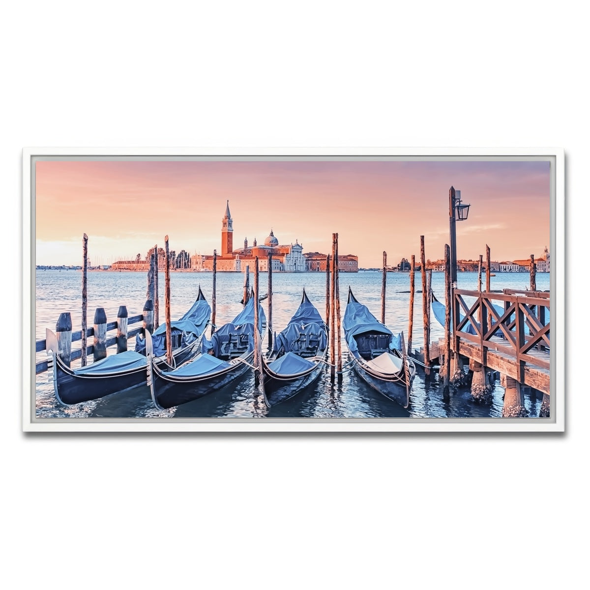 AUTO-MOCKUP WHITE | Gondolas In The Morning | 1 Piece | White Framed Canvas | group=2x1