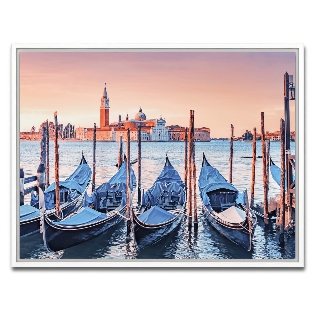 AUTO-MOCKUP WHITE | Gondolas In The Morning | 1 Piece | White Framed Canvas | group=4x3