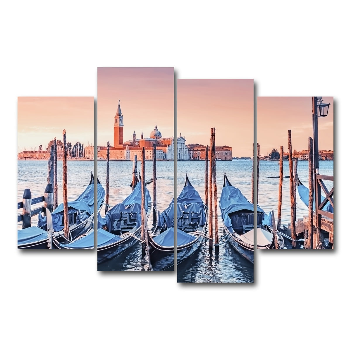 AUTO-MOCKUP WHITE | Gondolas In The Morning | 4 Piece | Gallery Wrap Canvas | group=4_short