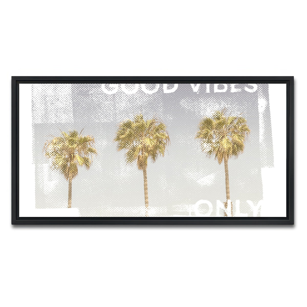 AUTO-MOCKUP WHITE | Good Vibes Vintage Palm Trees | 1 Piece | Black Framed Canvas | group=2x1