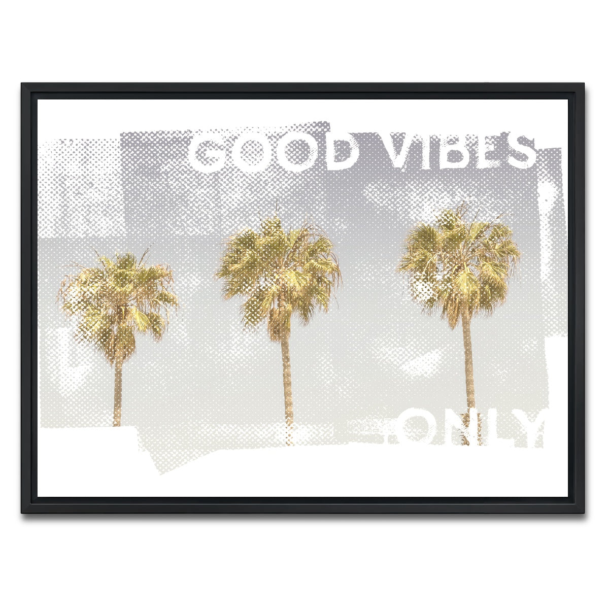 AUTO-MOCKUP WHITE | Good Vibes Vintage Palm Trees | 1 Piece | Black Framed Canvas | group=4x3