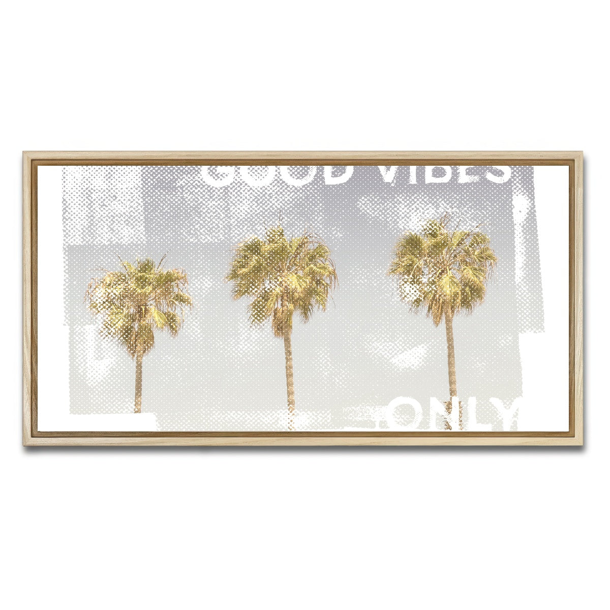 AUTO-MOCKUP WHITE | Good Vibes Vintage Palm Trees | 1 Piece | Natural Framed Canvas | group=2x1
