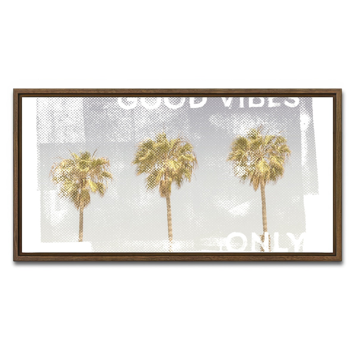 AUTO-MOCKUP WHITE | Good Vibes Vintage Palm Trees | 1 Piece | Walnut Framed Canvas | group=2x1