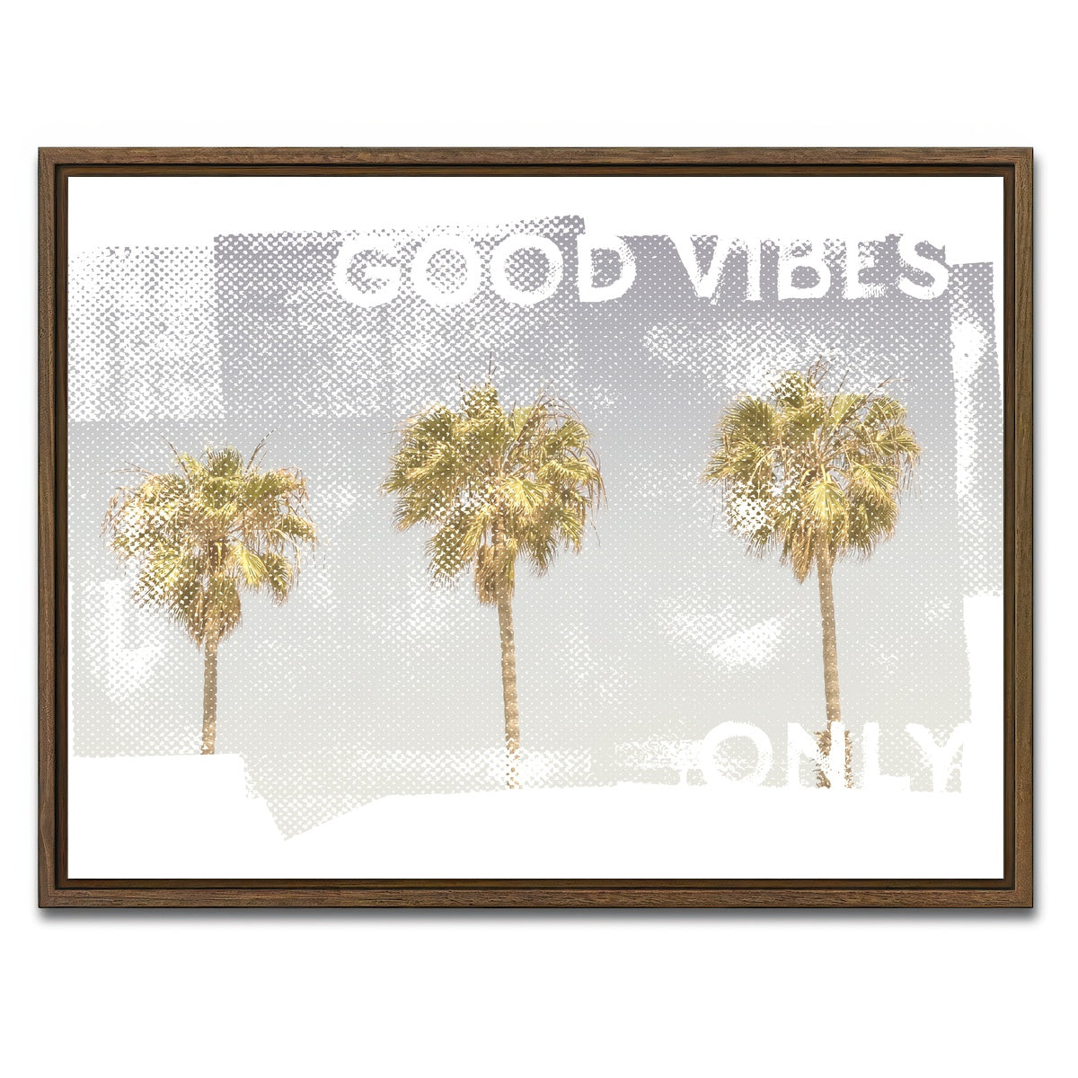 AUTO-MOCKUP WHITE | Good Vibes Vintage Palm Trees | 1 Piece | Walnut Framed Canvas | group=4x3