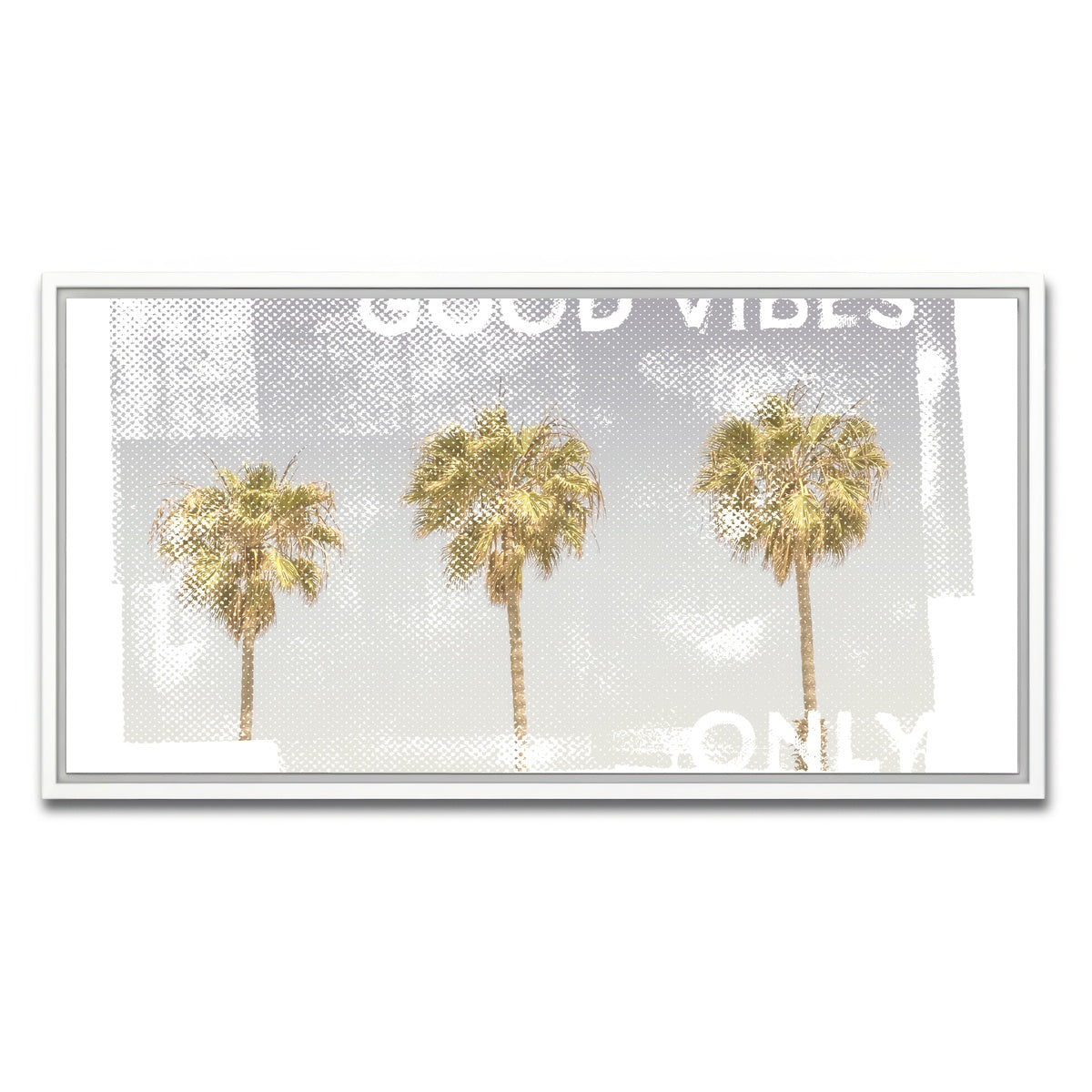 AUTO-MOCKUP WHITE | Good Vibes Vintage Palm Trees | 1 Piece | White Framed Canvas | group=2x1