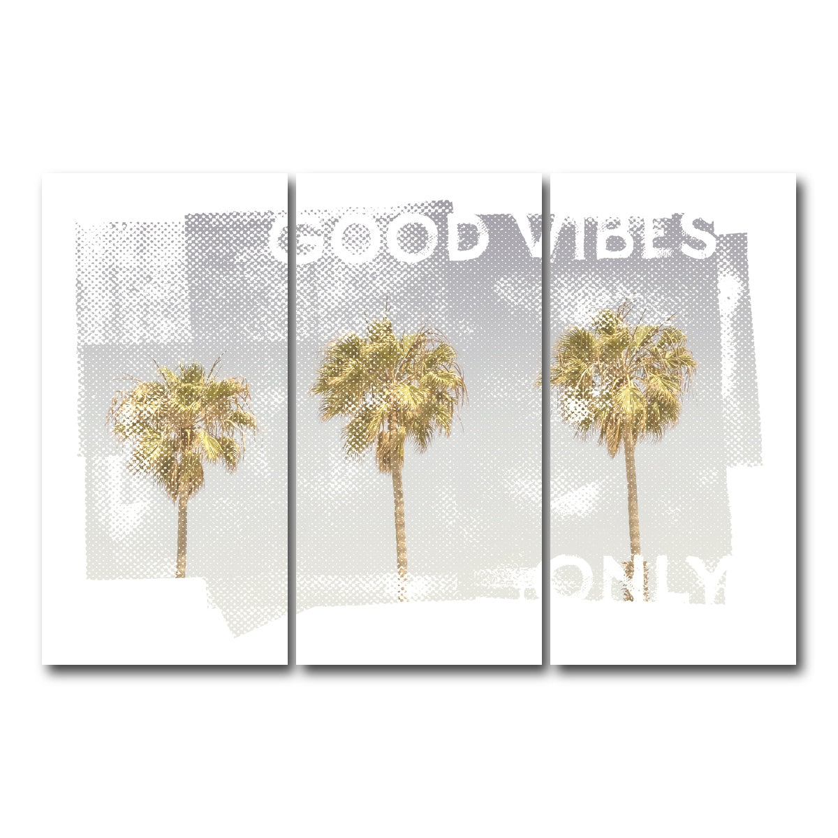 AUTO-MOCKUP WHITE | Good Vibes Vintage Palm Trees | 3 Piece | Gallery Wrap Canvas | group=12x24