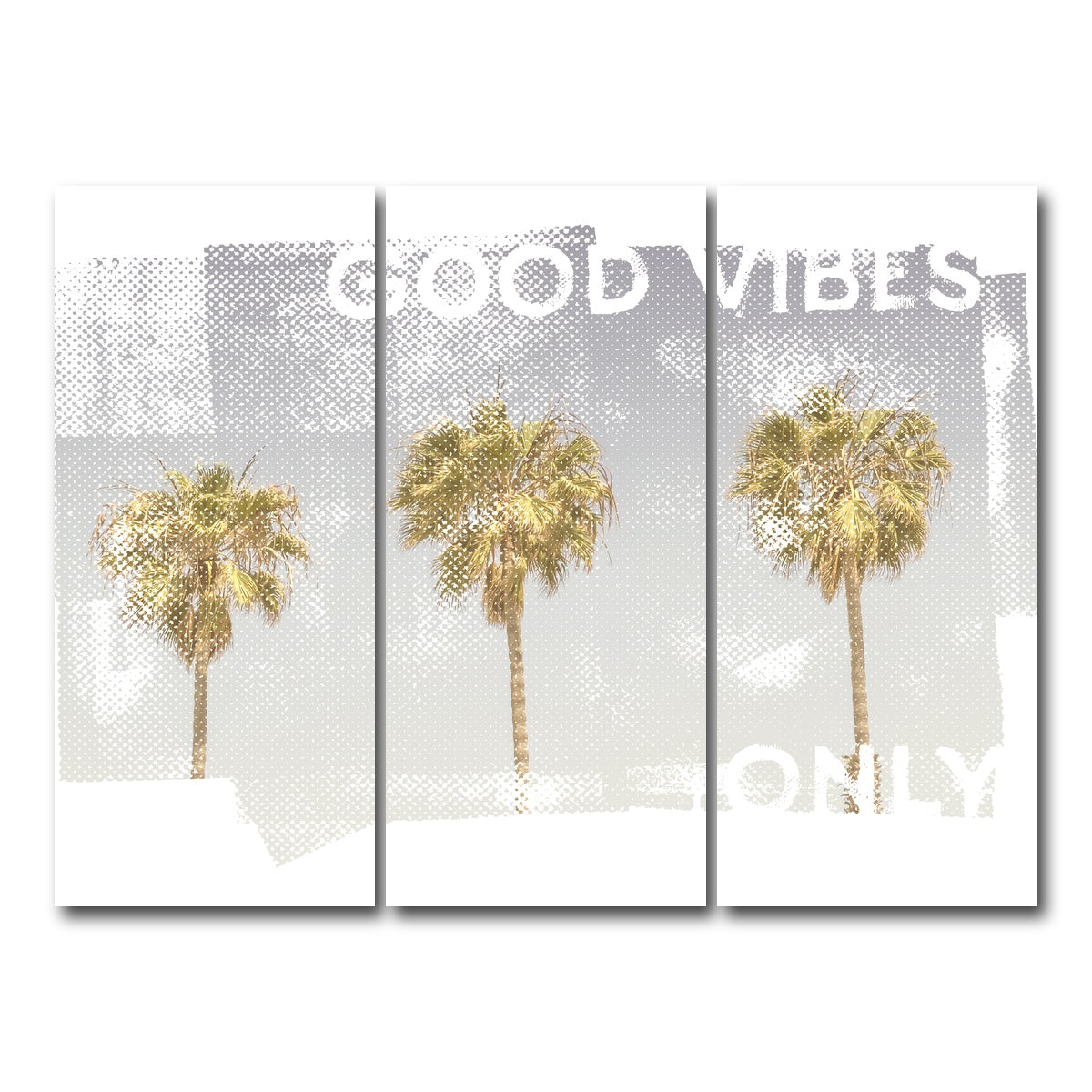 AUTO-MOCKUP WHITE | Good Vibes Vintage Palm Trees | 3 Piece | Gallery Wrap Canvas | group=8x18