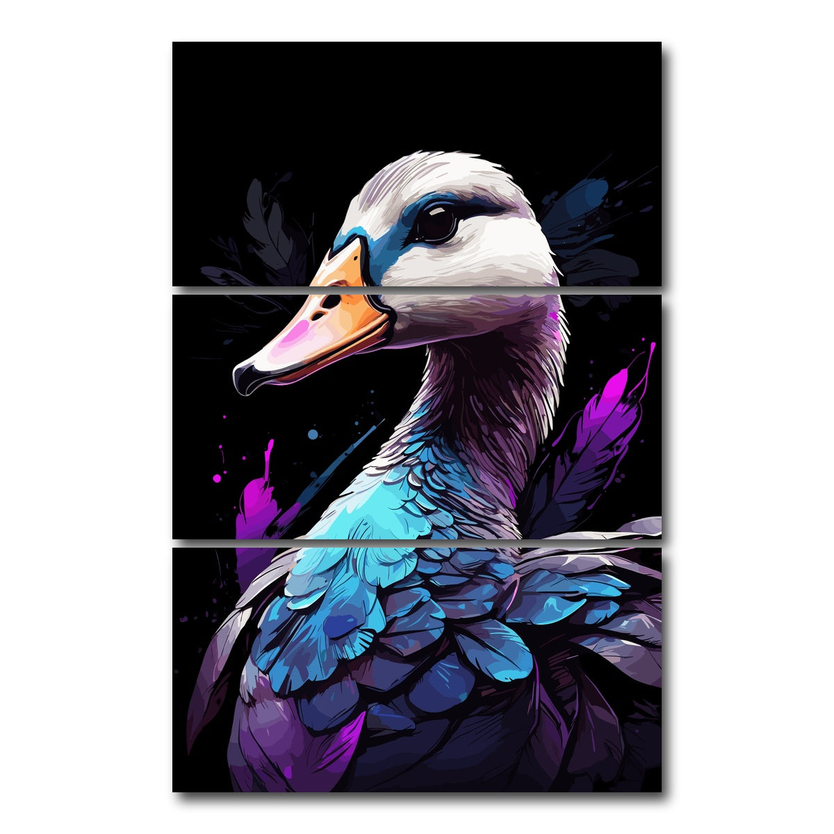 AUTO-MOCKUP WHITE | Goose Animal Colorful | 3 Piece | Gallery Wrap Canvas | group=12x24_stacked