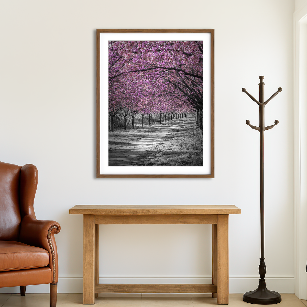 AUTO-MOCKUP ROOM | Gorgeous Cherry Blossom Alley in Pink Wall Art