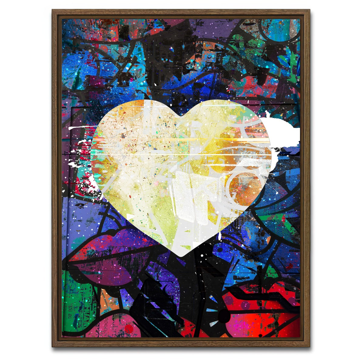 AUTO-MOCKUP WHITE | Grafitti Heart | 1 Piece | Walnut Framed Canvas | group=3x4