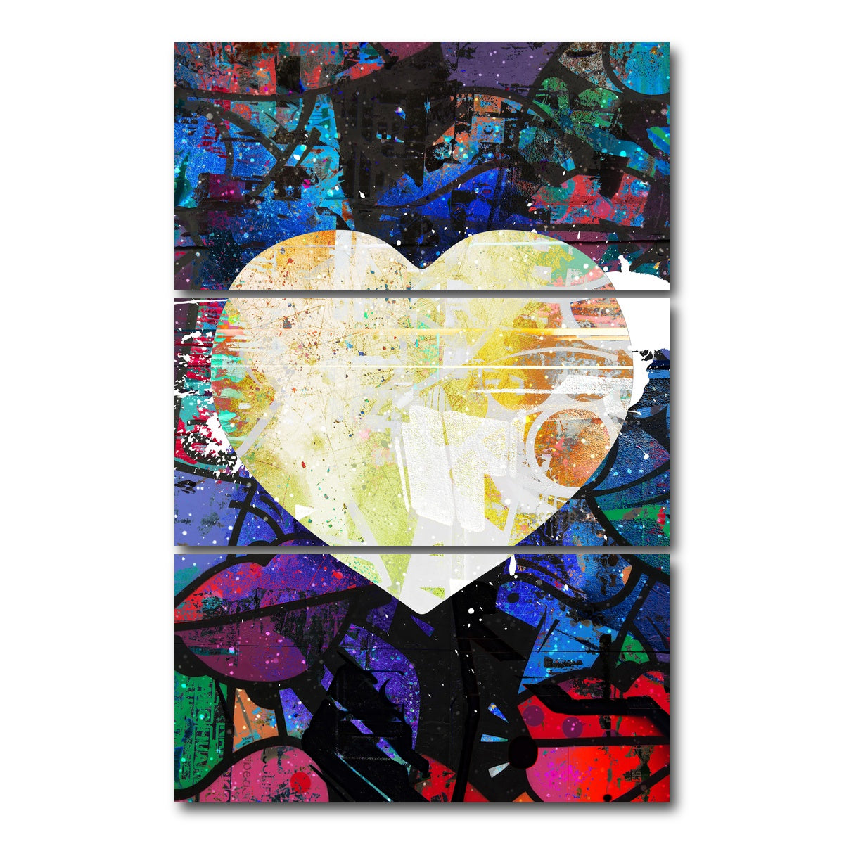 AUTO-MOCKUP WHITE | Grafitti Heart | 3 Piece | Gallery Wrap Canvas | group=12x24_stacked