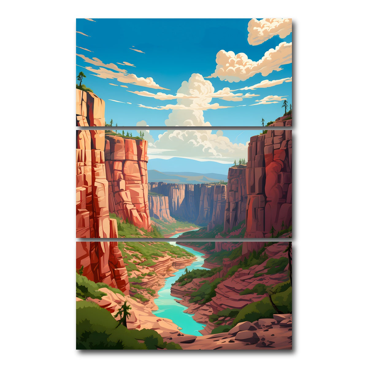 AUTO-MOCKUP WHITE | Grand Canyon - Arizona | 3 Piece | Gallery Wrap Canvas | group=12x24_stacked