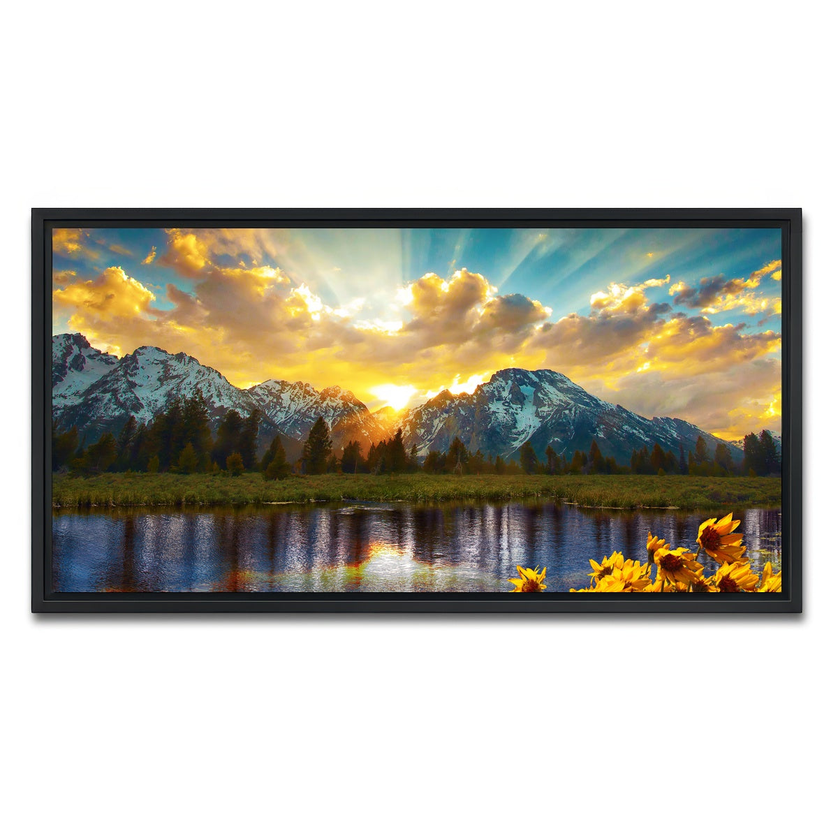 AUTO-MOCKUP WHITE | Grand Tetons Sunset | 1 Piece | Black Framed Canvas | group=2x1