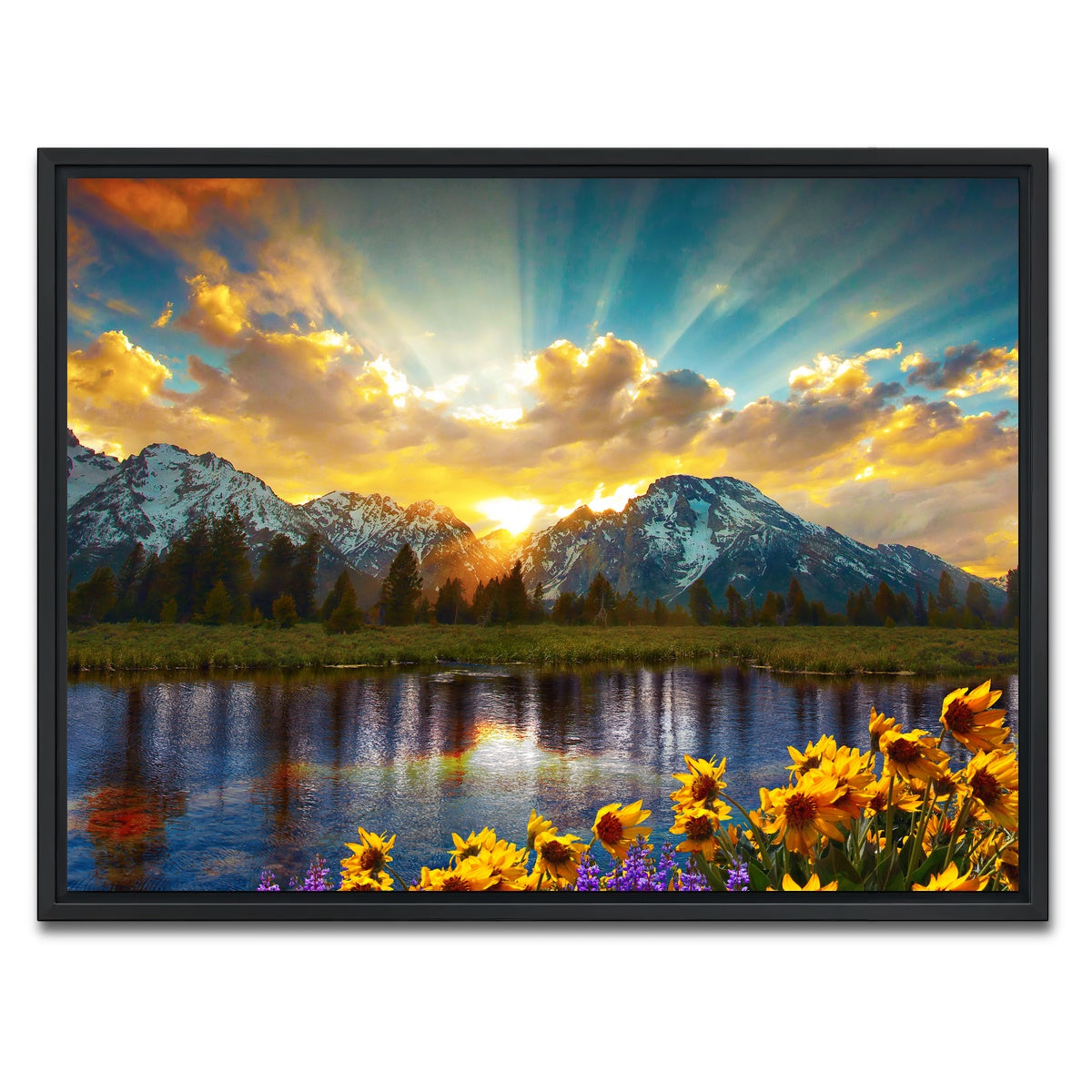 AUTO-MOCKUP WHITE | Grand Tetons Sunset | 1 Piece | Black Framed Canvas | group=4x3
