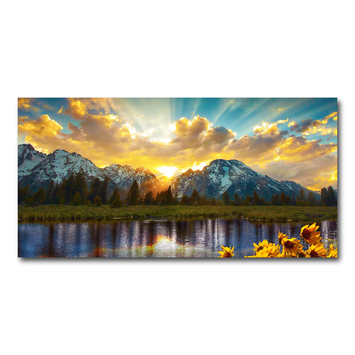 AUTO-MOCKUP WHITE | Grand Tetons Sunset | 1 Piece | Gallery Wrap Canvas | group=2x1