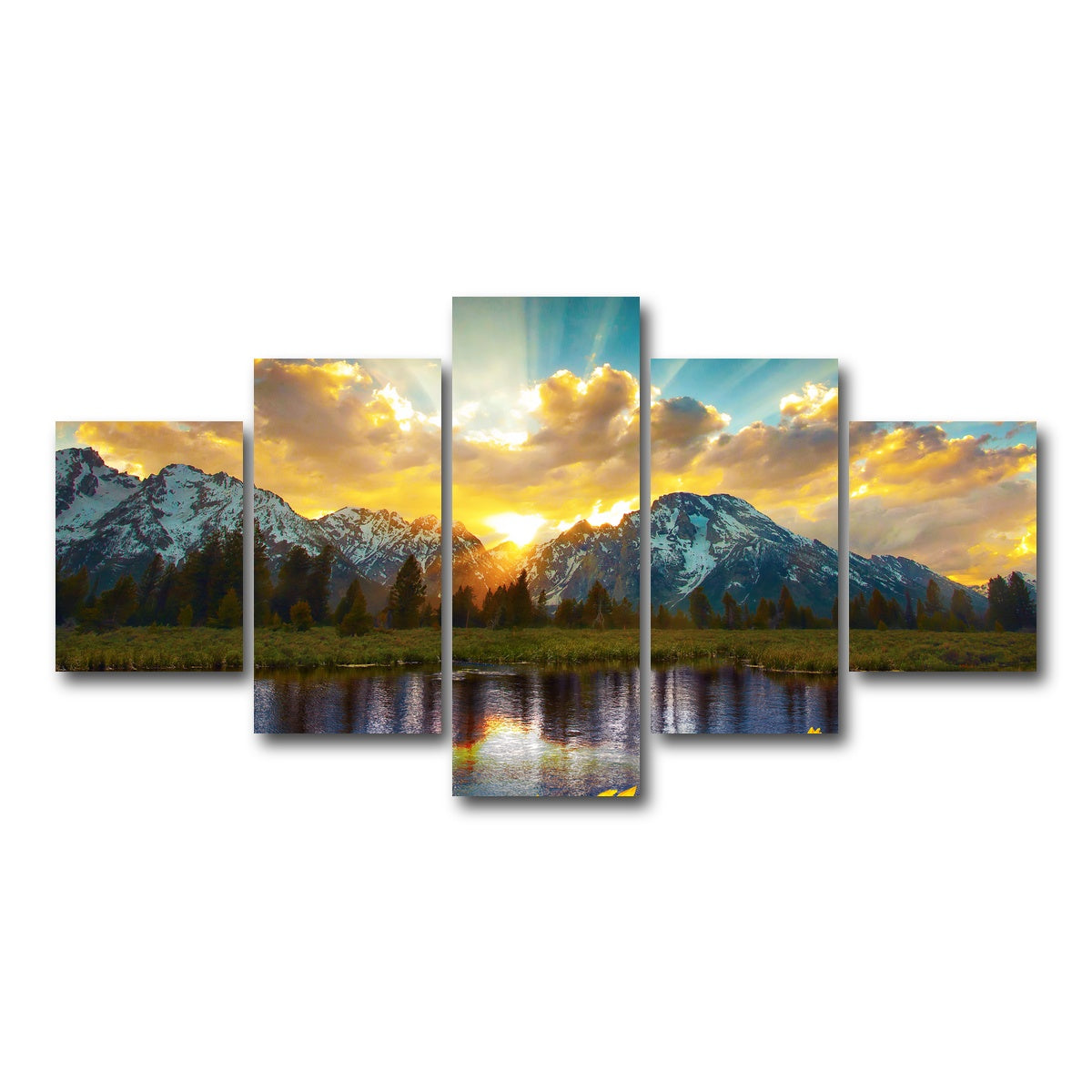 AUTO-MOCKUP WHITE | Grand Tetons Sunset | 5 Piece | Gallery Wrap Canvas | group=5_short
